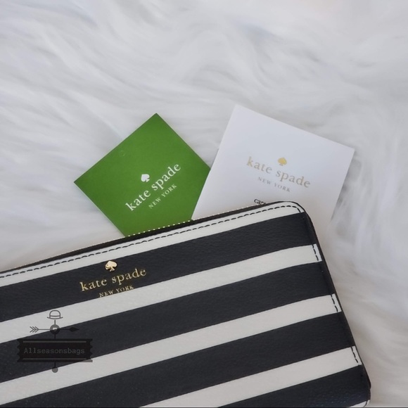 NWT Kate Spade Hyde Lane Stripe Black White Wallet - Picture 2 of 7